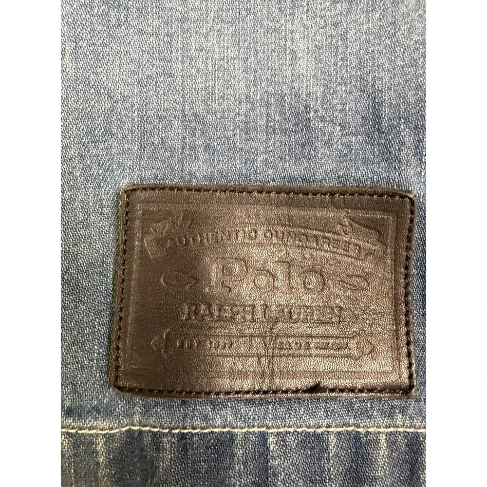 Men's Polo Ralph Lauren Sport Denim Blue Jean Chore Jacket Size Large Vintage 90 - Picture 4 of 8